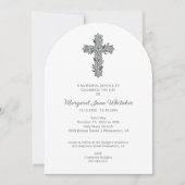 Charming Delicate Floral Christian Cross Funeral  Kaart (Voorkant)