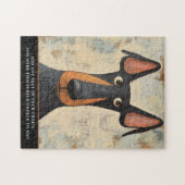 Charming Doberman Dog Illustrated Brown Black Art  Legpuzzel (Horizontaal)