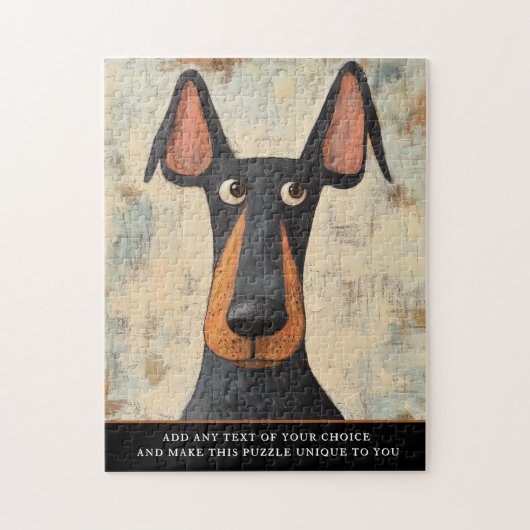 Charming Doberman Dog Illustrated Brown Black Art  Legpuzzel (Verticaal)