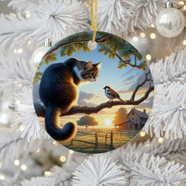 Charming Domestic Medium Hair Cat Keepsake Keramisch Ornament