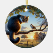 Charming Domestic Medium Hair Cat Keepsake Keramisch Ornament (Voorkant)