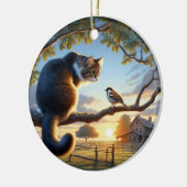Charming Domestic Medium Hair Cat Keepsake Keramisch Ornament (Links)