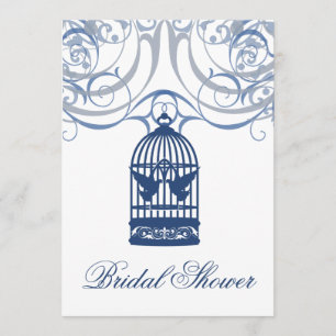 Charming Drk Blue Birdcage Vrijgezellenfeest Kaart