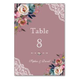 Charming Dusty Blue Dusty Roos Floral Wedding Kaart