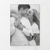 Charming Elegant Minimalist Black & White Wedding Drieluik Uitnodiging (Cover)