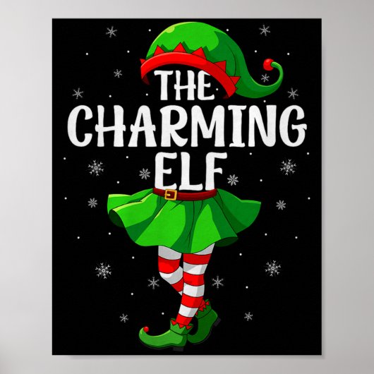 Charming Elf Christmas Girls Women Elf Squad Xmas  Poster (Voorkant)