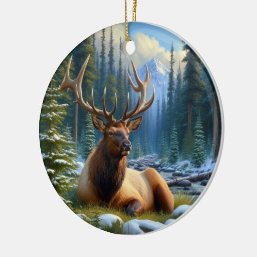 Charming Elk Animal Keepsake Keramisch Ornament (Links)