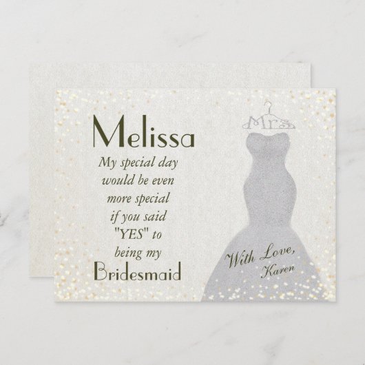 Charming en Fun Bridesmaid Invitation Uitnodiging Briefkaart (Voorkant / Achterkant)