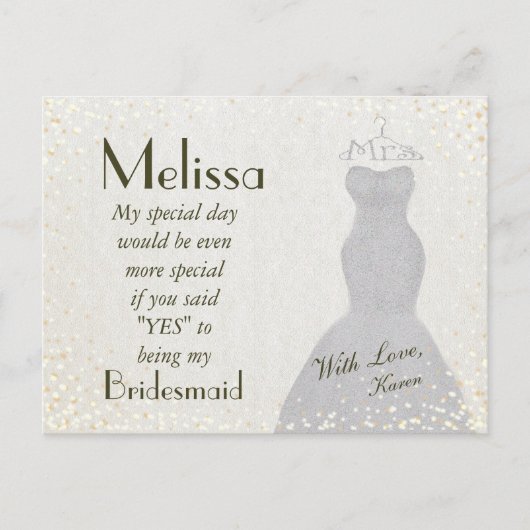 Charming en Fun Bridesmaid Invitation Uitnodiging Briefkaart (Voorkant)