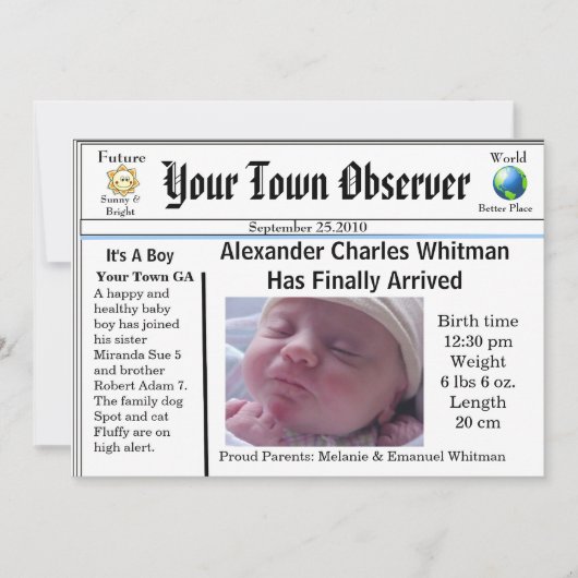 Charming en unieke aankondiging van de geboorte va (Voorkant)