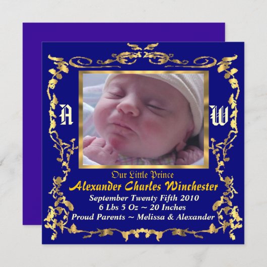 Charming en unieke aankondiging van de geboorte va (Voorkant / Achterkant)