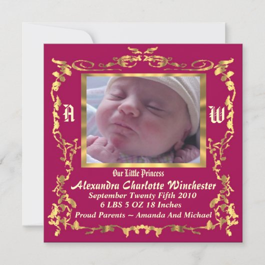Charming en unieke aankondiging van de geboorte va (Voorkant)