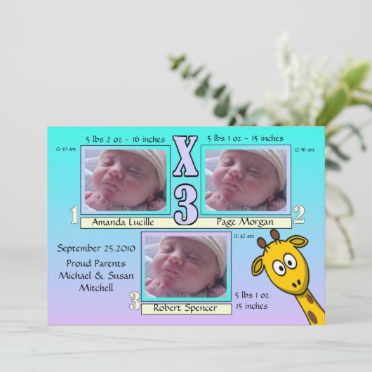 Charming en unieke aankondiging van de geboorte va (Staand voorkant)