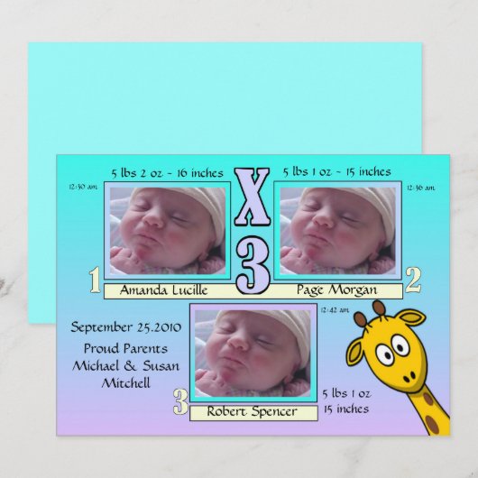 Charming en unieke aankondiging van de geboorte va (Voorkant / Achterkant)