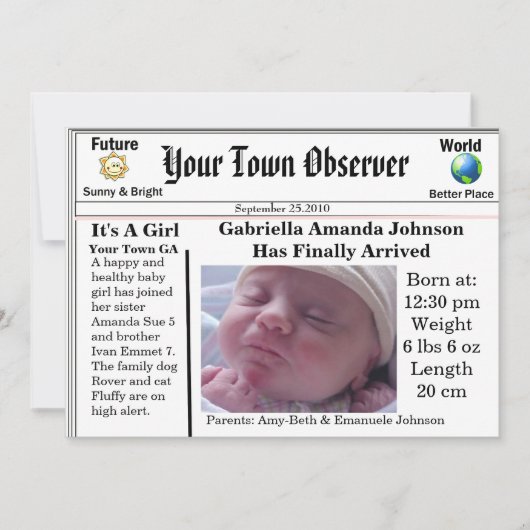 Charming en unieke aankondiging van de geboorte va (Voorkant)