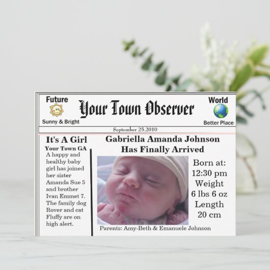 Charming en unieke aankondiging van de geboorte va (Staand voorkant)