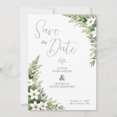Charming Exuberant Green Foliage Garland Wedding Save The Date (Voorkant)