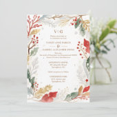 Charming Fall Nature Frame Photo Wedding Kaart (Staand voorkant)