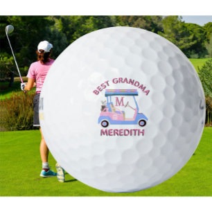 Charming Fem Golf Cart Best Grandma MonogramName Golfballen