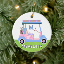 Charming Feminine Golf Cart Clubs Monogram Keramisch Ornament
