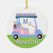 Charming Feminine Golf Cart Clubs Monogram Keramisch Ornament (Voorkant)