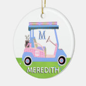 Charming Feminine Golf Cart Clubs Monogram Keramisch Ornament (Links)