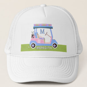Charming Feminine Golf Cart Clubs Monogram Trucker Pet