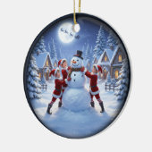 Charming Festive Christmas Scene Keramisch Ornament (Links)