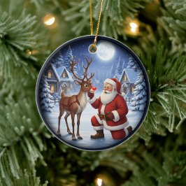 Charming Festive Christmas Scene Keramisch Ornament