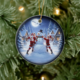 Charming Festive Christmas Scene Keramisch Ornament