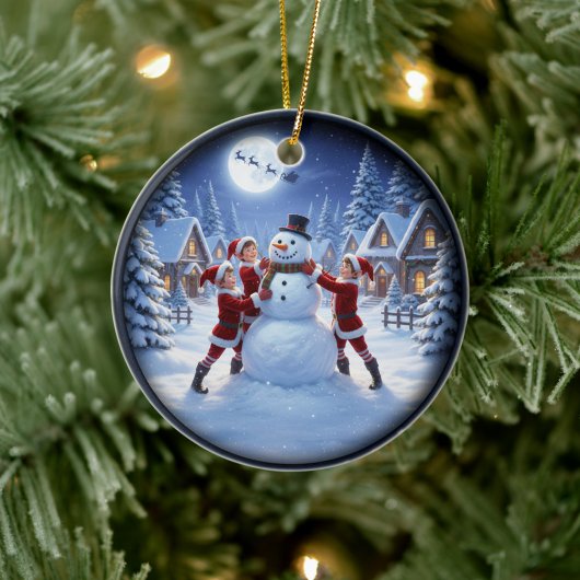 Charming Festive Christmas Scene Keramisch Ornament