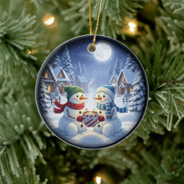 Charming Festive Christmas Scene Keramisch Ornament