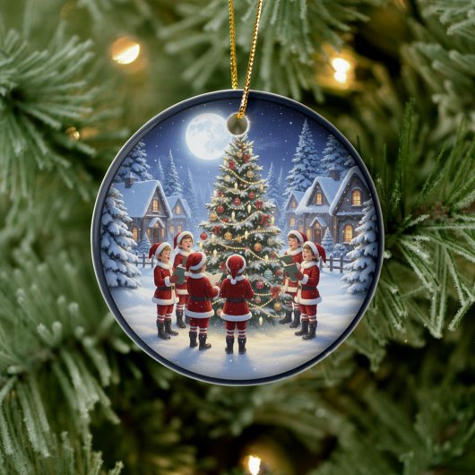 Charming Festive Christmas Scene Keramisch Ornament