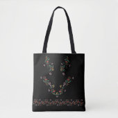 Charming Floral Embroidery Borde Tote Tote Bag (Voorkant)