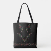 Charming Floral Embroidery Borde Tote Tote Bag (Achterkant)