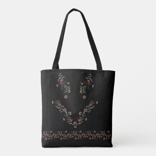 Charming Floral Embroidery Borde Tote Tote Bag (Achterkant)