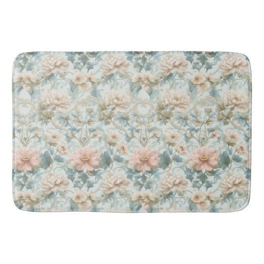 Charming Floral Pastel Blue Pink Botanical Art Badmat (Voorkant)