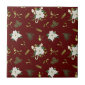 Charming Floral Pattern on Maroon Tegeltje (Voorkant)