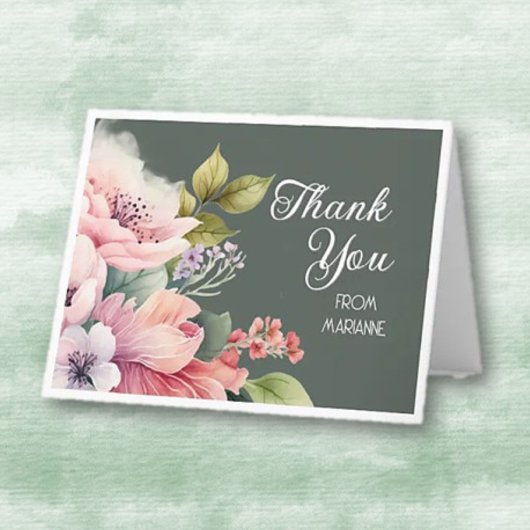Charming Floral Personalized Thank You Card Bedankkaart