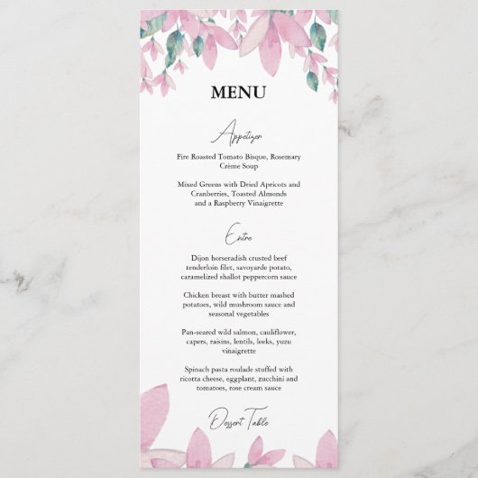 Charming Floral Pink Wisteria Menu (Voorkant)
