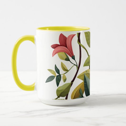 Charming Floral Print Coffee Mug Mok (Links)