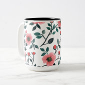 Charming Floral Print Coffee Mug Tweekleurige Koffiemok (Voorkant links)