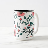Charming Floral Print Coffee Mug Tweekleurige Koffiemok (Voorkant rechts)