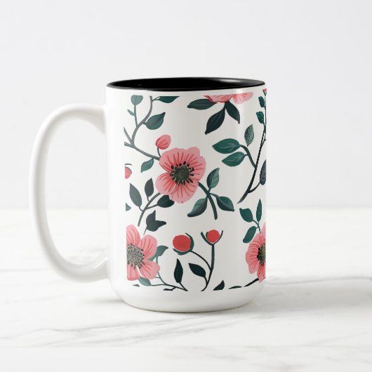 Charming Floral Print Coffee Mug Tweekleurige Koffiemok (Links)
