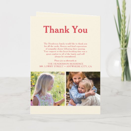 Charming Floral Sympathie Foto Funeral Programme Programma (Achterkant)