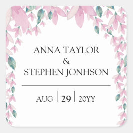 Charming Floral Wisteria Wedding Vierkante Sticker