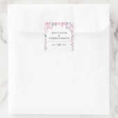 Charming Floral Wisteria Wedding Vierkante Sticker (Tas)