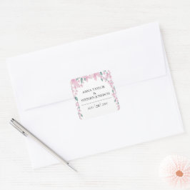 Charming Floral Wisteria Wedding Vierkante Sticker