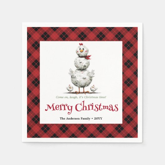 Charming Funny Chickens Editable Personalized Xmas Servet (Voorkant)