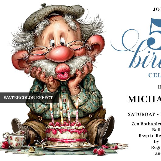 Charming Funny Man 50th Birthday Quirky Humor Kaart